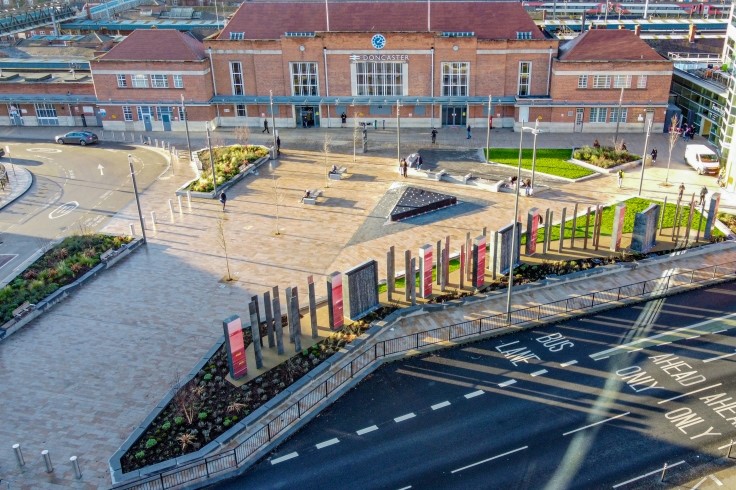 Doncaster train station aerial day time